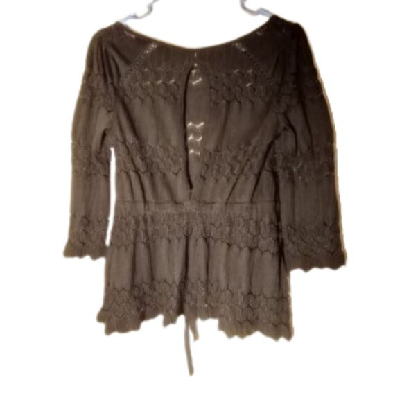 Free People Women's Size XSmall Black Top With Lace Panals - Picture 2 of 5
